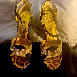 Italina Leopard & Faux Diamond Stiletto Size 7
